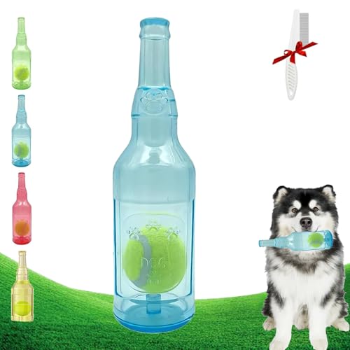 Yagerod Pet Chew Beer Bottle with Tennis Ball, Crunch and Play Bottle Dog Toy, Beer Bottle with Tennis Ball, Dog Toy Bottle Ball Inside, Interactive Fetch for Play and Training (A) von Yagerod