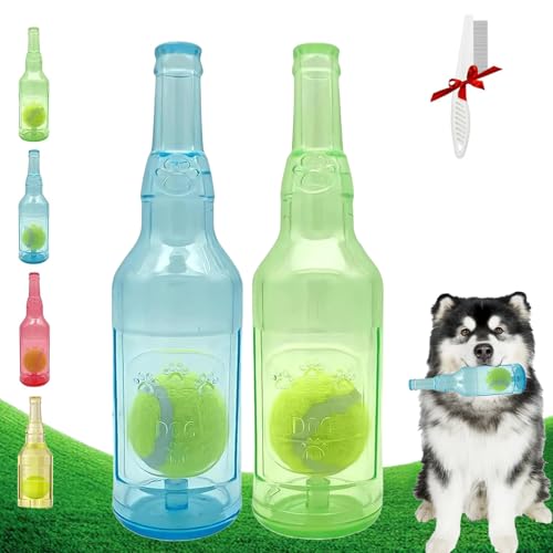 Yagerod Pet Chew Beer Bottle with Tennis Ball, Crunch and Play Bottle Dog Toy, Beer Bottle with Tennis Ball, Dog Toy Bottle Ball Inside, Interactive Fetch for Play and Training (A-1) von Yagerod