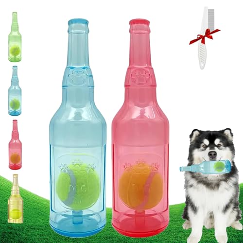 Yagerod Pet Chew Beer Bottle with Tennis Ball, Crunch and Play Bottle Dog Toy, Beer Bottle with Tennis Ball, Dog Toy Bottle Ball Inside, Interactive Fetch for Play and Training (A-2) von Yagerod