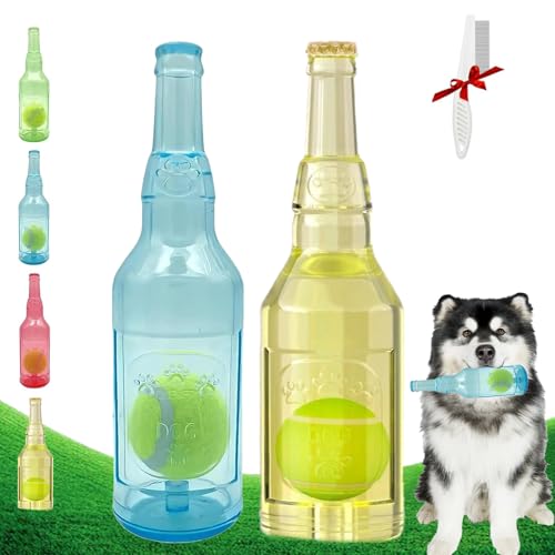 Yagerod Pet Chew Beer Bottle with Tennis Ball, Crunch and Play Bottle Dog Toy, Beer Bottle with Tennis Ball, Dog Toy Bottle Ball Inside, Interactive Fetch for Play and Training (A-3) von Yagerod