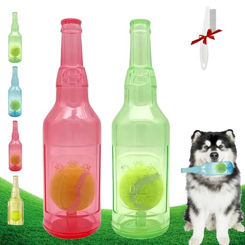 Yagerod Pet Chew Beer Bottle with Tennis Ball, Crunch and Play Bottle Dog Toy, Beer Bottle with Tennis Ball, Dog Toy Bottle Ball Inside, Interactive Fetch for Play and Training (A-4) von Yagerod