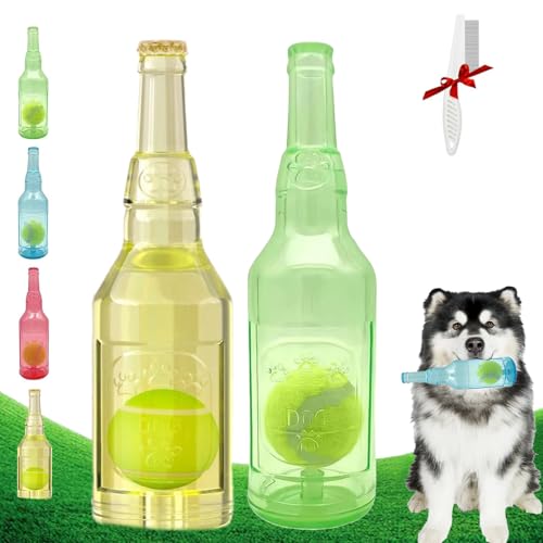 Yagerod Pet Chew Beer Bottle with Tennis Ball, Crunch and Play Bottle Dog Toy, Beer Bottle with Tennis Ball, Dog Toy Bottle Ball Inside, Interactive Fetch for Play and Training (A-5) von Yagerod