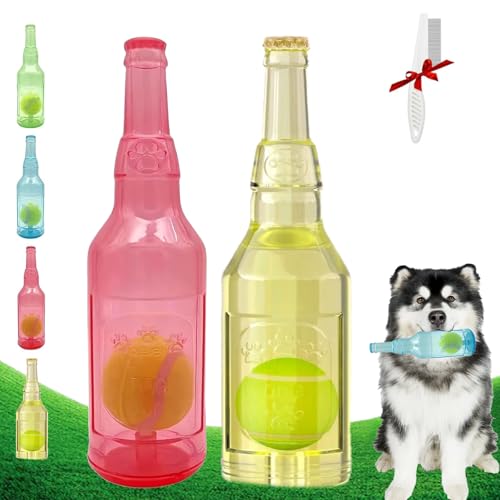 Yagerod Pet Chew Beer Bottle with Tennis Ball, Crunch and Play Bottle Dog Toy, Beer Bottle with Tennis Ball, Dog Toy Bottle Ball Inside, Interactive Fetch for Play and Training (A-6) von Yagerod