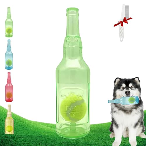 Yagerod Pet Chew Beer Bottle with Tennis Ball, Crunch and Play Bottle Dog Toy, Beer Bottle with Tennis Ball, Dog Toy Bottle Ball Inside, Interactive Fetch for Play and Training (B) von Yagerod