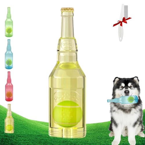 Yagerod Pet Chew Beer Bottle with Tennis Ball, Crunch and Play Bottle Dog Toy, Beer Bottle with Tennis Ball, Dog Toy Bottle Ball Inside, Interactive Fetch for Play and Training (D) von Yagerod