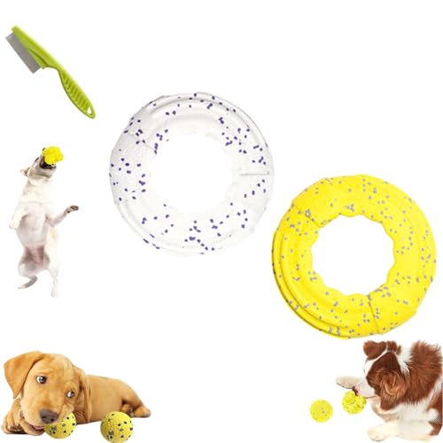 Yagerod The Mellow Dog Calming Ball, Calming Balls for Dogs, 2024 Latest Dog Balls for Aggressive Chewers, Dog Balls for Aggressive Chewers, Mellow Dog Emotional Support Ball (Yellow-D+White-D) von Yagerod