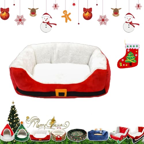 Yagerod Weihnachtsschlitten-Hundebett, Weihnachtshundebett, interessantes rotes Weihnachts-Katzen-Hundebett, weihnachtlich gestaltetes Haustierbett, waschbar und sehr langlebig (B) von Yagerod