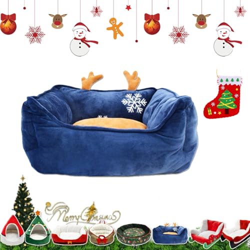 Yagerod Weihnachtsschlitten-Hundebett, Weihnachtshundebett, interessantes rotes Weihnachts-Katzen-Hundebett, weihnachtlich gestaltetes Haustierbett, waschbar und sehr langlebig (D) von Yagerod