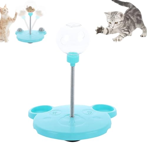 Yagerod Wobbly Dog Treat Toy, Leaking Treats Ball Pet Feeder Toy, Cat Treat Dispenser Ball, Interactive Pet Toy, Feeder for Cats and Small Dogs for Hunting Chasing and Exercise(Blue*1) von Yagerod