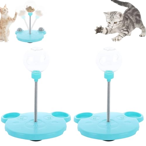 Yagerod Wobbly Dog Treat Toy, Leaking Treats Ball Pet Feeder Toy, Cat Treat Dispenser Ball, Interactive Pet Toy, Feeder for Cats and Small Dogs for Hunting Chasing and Exercise(Blue*2) von Yagerod