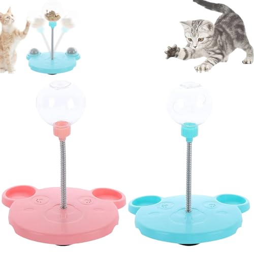 Yagerod Wobbly Dog Treat Toy, Leaking Treats Ball Pet Feeder Toy, Cat Treat Dispenser Ball, Interactive Pet Toy, Feeder for Cats and Small Dogs for Hunting Chasing and Exercise(Blue+pink) von Yagerod