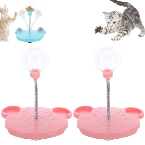 Yagerod Wobbly Dog Treat Toy, Leaking Treats Ball Pet Feeder Toy, Cat Treat Dispenser Ball, Interactive Pet Toy, Feeder for Cats and Small Dogs for Hunting Chasing and Exercise(Pink*2) von Yagerod