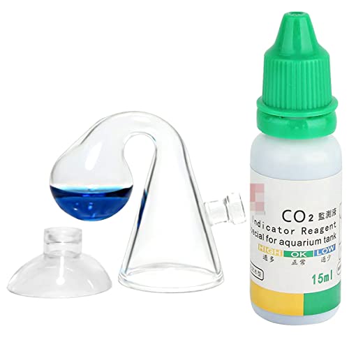 Yagote CO2 Glas Aquarium Zubehör Zubehör CO2-Diffusor CO2 Drop Checker CO2 Bubble Counter Wasserpflanzenhalter Planaria Wurm Leech Trapper für Aquarium bepflanzten Tank, CO2 Checker with Solution von Yagote