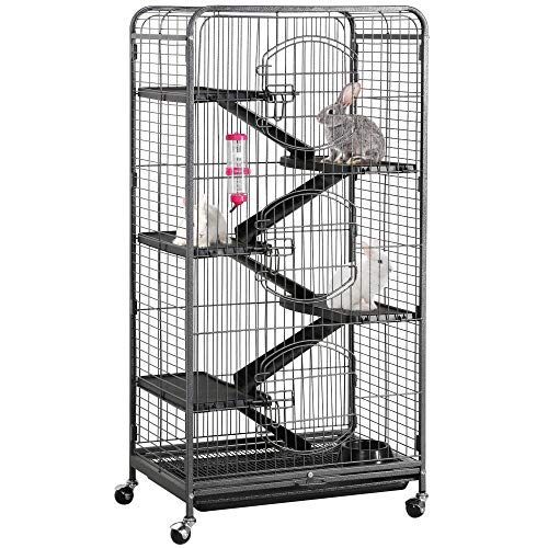 Yaheetech Nagervoliere Käfig für Erwachsene Ratten Kaninchen Frettchen Chinchillas 64 x 43,7 x 131,2 cm Schwarz von Yaheetech