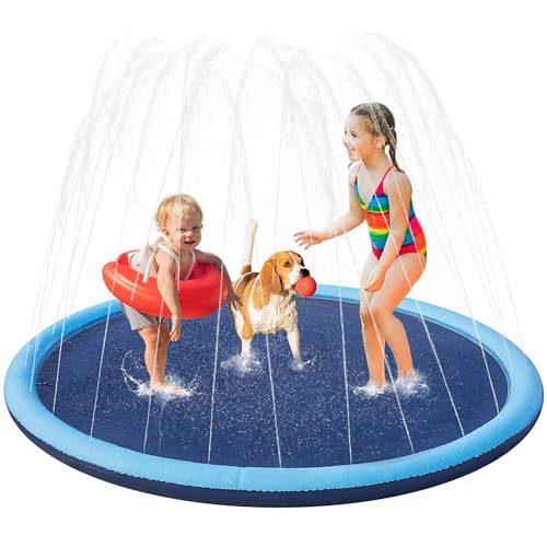 Yaheetech Hundepool 170cm, wasserspielmatte, Faltbarer Sprinkler Matte Hund, Verdickt rutschfest hundeplanschbecken, Sprühmatte Wasserhängematte für Sommer, Garten, Draußen von Yaheetech