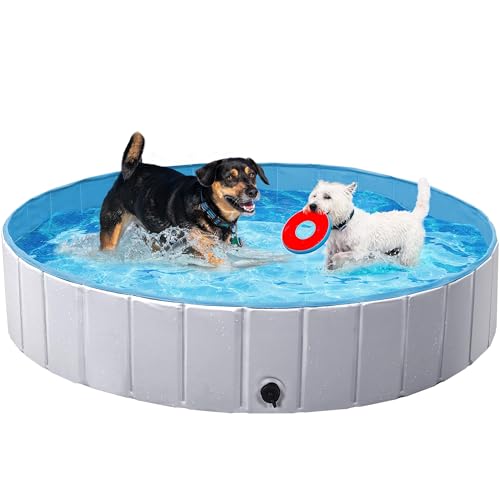 Yaheetech Hundepool für Hunde, Swimmingpool 100/120/140/160 x 30 cm, Hund Planschbecken Schwimmbecken, Faltbarer Pool Badewanne Wasserbecken, Klappbares Haustier-Duschbecken von Yaheetech