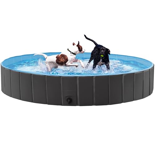 Yaheetech Hundepool für Hunde, Swimmingpool 100/120/140/160 x 30 cm, Hund Planschbecken Schwimmbecken, Faltbarer Pool Badewanne Wasserbecken, Klappbares Haustier-Duschbecken von Yaheetech