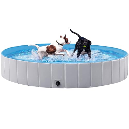 Yaheetech Hundepool für Hunde, Swimmingpool 100/120/140/160 x 30 cm, Hund Planschbecken Schwimmbecken, Faltbarer Pool Badewanne Wasserbecken, Klappbares Haustier-Duschbecken von Yaheetech