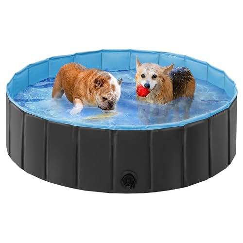 Yaheetech Hundepool für Hunde, Swimmingpool 100/120/140/160 x 30 cm, Hund Planschbecken Schwimmbecken, Faltbarer Pool Badewanne Wasserbecken, Klappbares Haustier-Duschbecken von Yaheetech