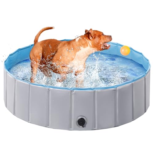 Yaheetech Hundepool für Hunde, Swimmingpool 100/120/140/160 x 30 cm, Hund Planschbecken Schwimmbecken, Faltbarer Pool Badewanne Wasserbecken, Klappbares Haustier-Duschbecken von Yaheetech