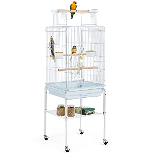 Yaheetech Vogelkäfig Vogelhaus Vogelbauer Wellensittichkäfig 46,5 x 46,5 x 136 cm Kanarien Käfig Exotenkäfig Papageienkäfig Nymphensittichkäfig Weiß von Yaheetech