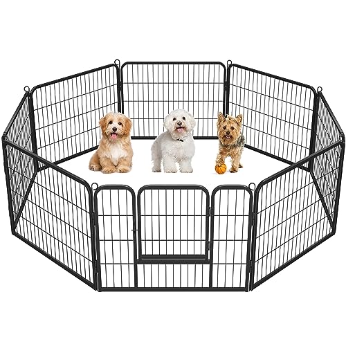 Yaheetech Freilaufgehege für Kleintiere Welpenauslauf mit Tür Laufgitter Welpenfreigehege Hundegehege Laufstall für Hund, Katze, Welpe, Kaninchen 8 Gitter je 80 x 60 cm von Yaheetech