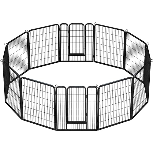 Yaheetech Welpenlaufstall 12-teilig 100cm hoch, Welpenauslauf mit automatischer Verriegelung, faltbar und platzsparend, ideal für drinnen und draußen, Einfache Montage von Yaheetech