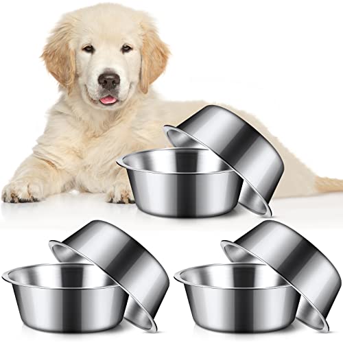 6 Stück Edelstahl Hundenäpfe Ersatz Basic Hundenäpfe Verdicktes Metall Hund Wasserschalen Set Reise Zwinger Futter Futternapf Schalen Kein Verschütten für kleine, mittelgroße und große Hunde, von Yahenda