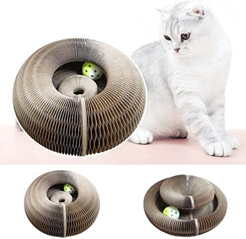 Kratzbrett für Katzen, Kratzbrett für Katzen, Kratzmatte aus Papier, Kratzbrett für Katzen, verschleißfest, mit Bell Ball, interaktives Spielzeug für Katzen zum Kratzen von Yajimsa