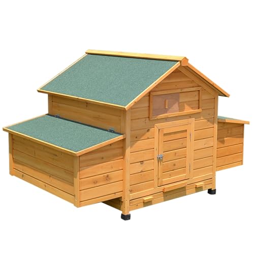 Kaninchenstall für Draußen, Kaninchenkäfig Aus Holz mit Ausziehbaren Tabletts, Allwetter-Haustierhaus für Hühner, Meerschweinchen, Kleine Bis Mittelgroße Tiere von Yajuer