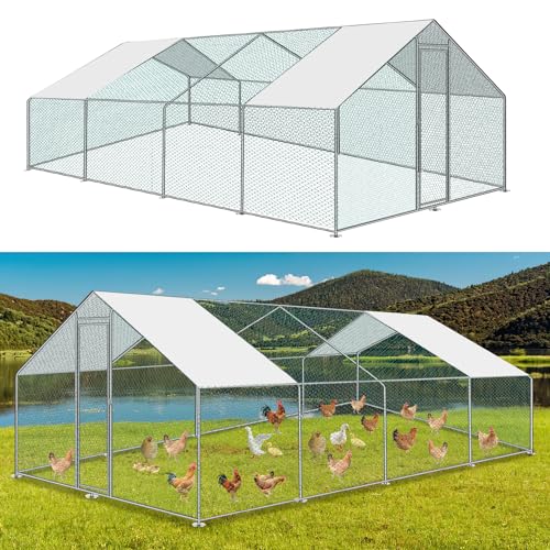 Yakimz XXL 3x8x2m Hühnerstall Freilaufgehege mit Sicherheitsschloss und Wasserdichtes PE-Farbtuch, Outdoor Geflügelstall Viel Platz für Hühner, Kaninchen und weitere Kleintiere Schnell zu reinigen von Yakimz