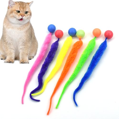 katzenspielzeug einfarbig hüpfender ball raupe hüpfball katzen hüpfender ball phosphoreszierender katzen hüpfball mit schwanz hüpfball katzen hüpfball mit würmern regenbogen interaktiver ball von Yanchen