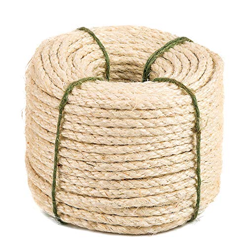 Yangbaga natürliches Sisal Seil, Sisalseil für Kratzbaum, Mehrzweckseil Sisal, DIY und austauschbar, EIN Teil für Kratzbaum,20m, 8mm (mit einem Ball) von Yangbaga