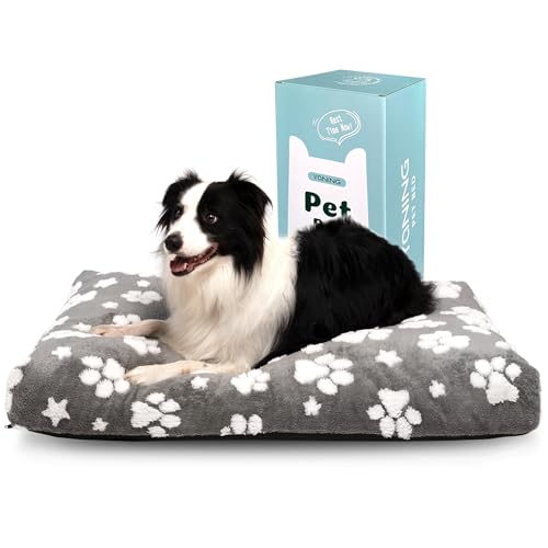 Yaning Hundebetten für große Hunde, niedliches, dickes Hundebett für Hundehütte, flauschiges Haustierbett mit abnehmbarem, waschbarem Bezug und rutschfester Unterseite, 88,9 x 55,9 cm, graue von Yaning