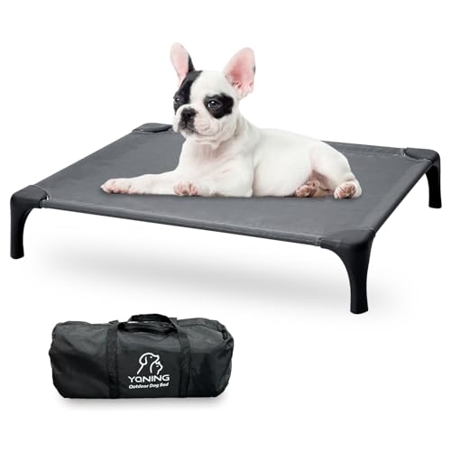 Yaning Outdoor Hundebett mit tragbarer Tasche, einfach zu montieren, erhöhtes Hundebett für mittelgroße kleine Hunde, erhöhtes Hundebett mit haustierfreundlichen Füßen, atmungsaktives Mesh für Camping von Yaning