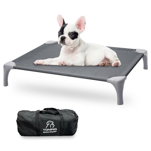 Yaning Outdoor Hundebett mit tragbarer Tasche, einfach zu montieren, erhöhtes Hundebett für mittelgroße kleine Hunde, erhöhtes Hundebett mit haustierfreundlichen Füßen, atmungsaktives Mesh für Camping von Yaning