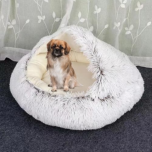 Yanman Donut Hundebett mit rutschfester Unterseite, rundes Katzenbett, waschbares Kunstfell-Plüsch-Haustierbett, maschinenwaschbar, Hundebetten für große, mittelgroße und kleine Hunde von Yanman