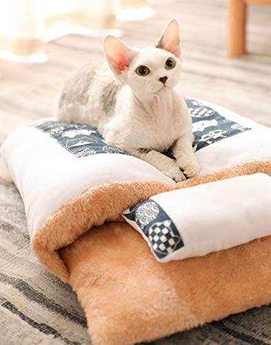 Yanman Katzenbett, Abnehmbarer Katzenschlafsack, Winter Warm Flauschiges Haustierbett für Katzen Kätzchen Welpen mit abnehmbarem Kissen, Katzenhaus Kleines Haustierbett von Yanman