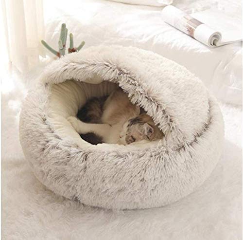 Yanman Katzenbett Kätzchenbett Selbstwärmendes 2-in-1 Faltbares Komfortables Höhlenkissen, Pet Donut Weicher Plüsch Rund für Haustiere Weiches Katzenbett für Kleine Hunde, Welpen von Yanman