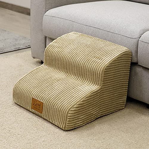 Yanman Kleine mittelgroße Katzen- und Hundetreppe 2 Stufen, Haustiertreppe für Schlafsofa, hochdichte Schaumstofftreppe Hundetreppe, Haustierleiter mit waschbarem, abnehmbarem Bezug, Beige von Yanman