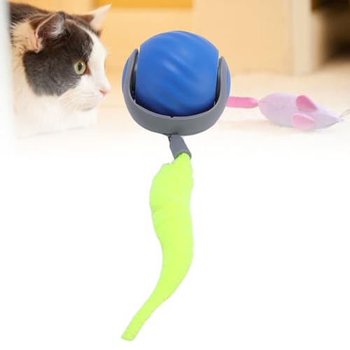 Yanmis Interaktiver Katzenballspielzeug, Automatischer Rolling Cat Ball für Gelangweilte Innenkatzen Smart Interactive Cat Ball Enrichment Toy, Electric Self Moving Toy (Blue) von Yanmis