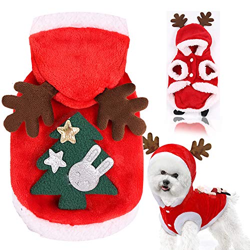 Hundekostüm Weihnachten Kostüme Katzenkostüm Weihnachten Outfit Hund Weihnachten Kostüm für Katzen Kleidung Warme Hoodies Xmas Haustier Kleidung Anzug von Yanmucy