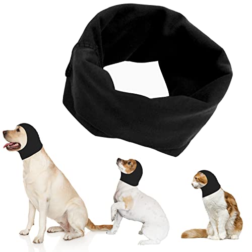 Hund Snood Hund Ohrenschützer für Hunde Gehörschutz Hund Hoodie für Hund Hals und Ohrenwärmer Hund Ohrenschützer Lärmschutz Haustier Snood für Hunde und Katzen (Schwarz, L) von Yanmucy