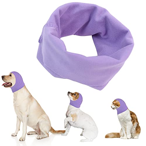 Hund Snood Hund Ohrenschützer für Hunde Gehörschutz Hund Hoodie für Hund Hals und Ohrenwärmer Hund Ohrenschützer Lärmschutz Haustier Snood für Hunde und Katzen (Violett, M) von Yanmucy