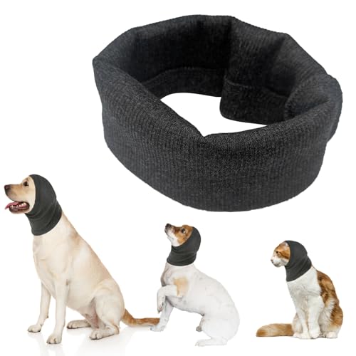 Hund Snood Hund Ohrenschützer für Hunde Gehörschutz Hund Hoodie für Hund Hals und Ohrenwärmer Hund Ohrenschützer Lärmschutz Haustier Snood für Hunde und Katzen (Grau, L) von Yanmucy