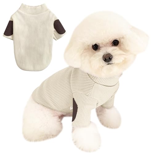 Yanmucy Hunde-Sweatshirt, Hundepullover für kleine Hunde, Katzen, Kätzchen, Mäntel, Hunde-T-Shirt, Hundepullover, Größe M (Beige, M) von Yanmucy