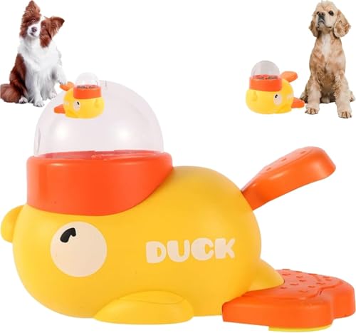 2-in-1 Dog Interactive Slow Feeder Food Puzzle Toy, Duck-Shaped Treat Dispenser for Small & Medium Dogs, Durable Anti-Gulping Bowl Reduces Bloating,Promotes IQ Training & Healthy Eating (Yellow) von Yanobia