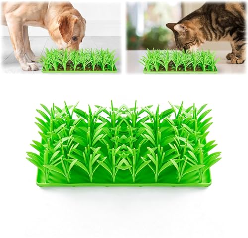 Silikon-Grasmatte für Katzen, grünes Gras aus Silikon, Slow Food-Matte, Katzengrasmatte, Futterspielzeug, Silikon-Grasschnüffel-Futtermatte für Indoor-Katzen, Katzengrasmatte für Indoor-Katzen, von Yanobia