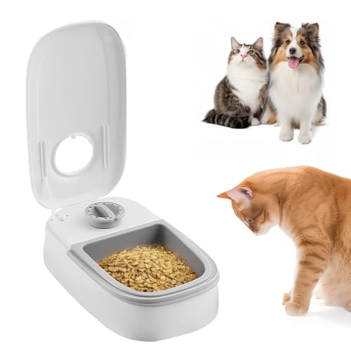 YANZEO Automatischer Futterspender für Haustiere, 1 Mahlzeiten, Smart Pet Cat Dog Feeder mit 48-Stunden-Timer für Katzen und kleine/mittelgroße Hunde, Tierfutter-Futterspender von Yanzeo