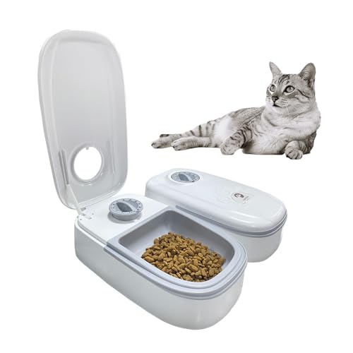 YANZEO Automatischer Futterspender für Haustiere, 2 Mahlzeiten, intelligenter Haustier-Futterspender für Katzen und kleine Hunde von Yanzeo